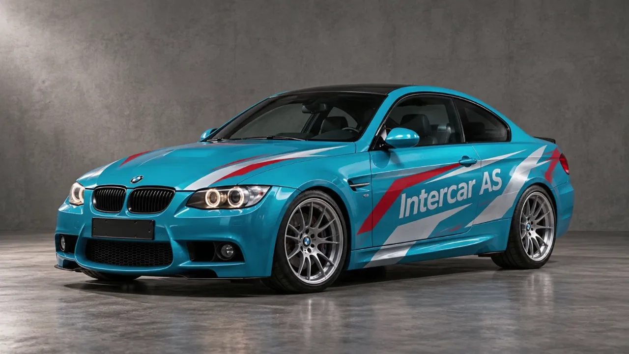 Intercars turkise BMW i lys fra studio